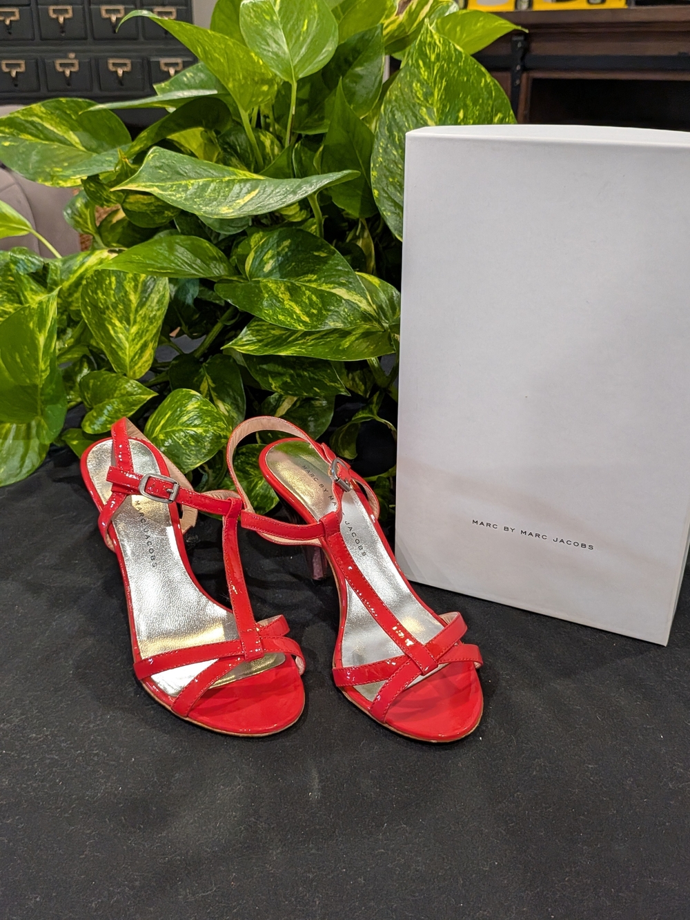 Marc by Marc Jacobs Red Patent Strappy Sandals